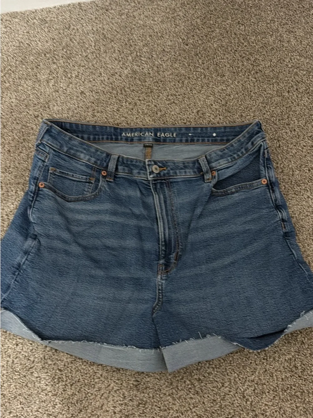 American Eagle Outfitters Dark Blue High-Rise Jean Shorts